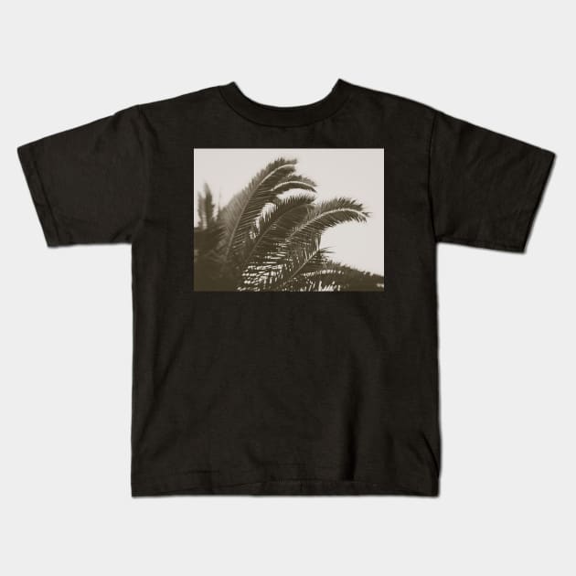 Black And White Palm Kids T-Shirt by hextrovert